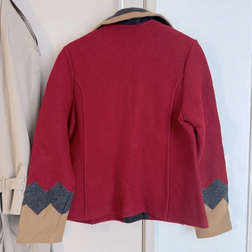 Geiger Australia Boiled Wool Red and Tan Women's Jacket size Medium